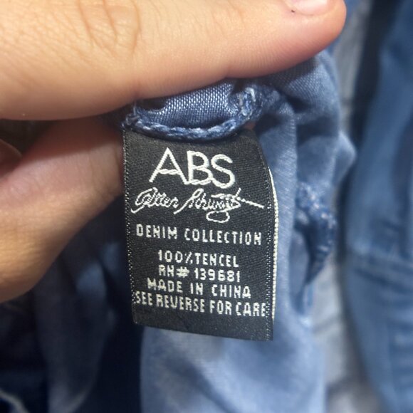 EUC A.B.S By Allen Schwaatz Cloth Stone Tencel Button Down Shirt Women's Size 6 - Picture 11 of 13